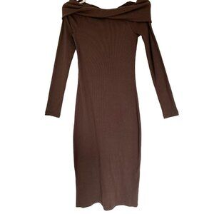 Universal thread, Elegant dress for women, Brown, cotton and polyester, size XS.